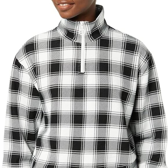 EleVen by Venus Williams One More Time Pullover Women's Size S Black White Plaid - Picture 6 of 8